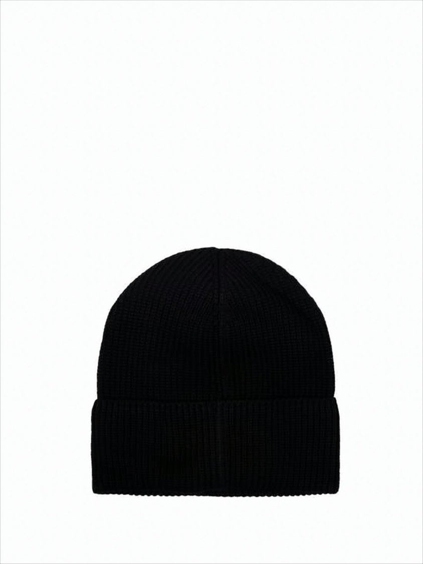 Moncler Ribbed Knit Beanie With Folded Cuff And Logo Patch