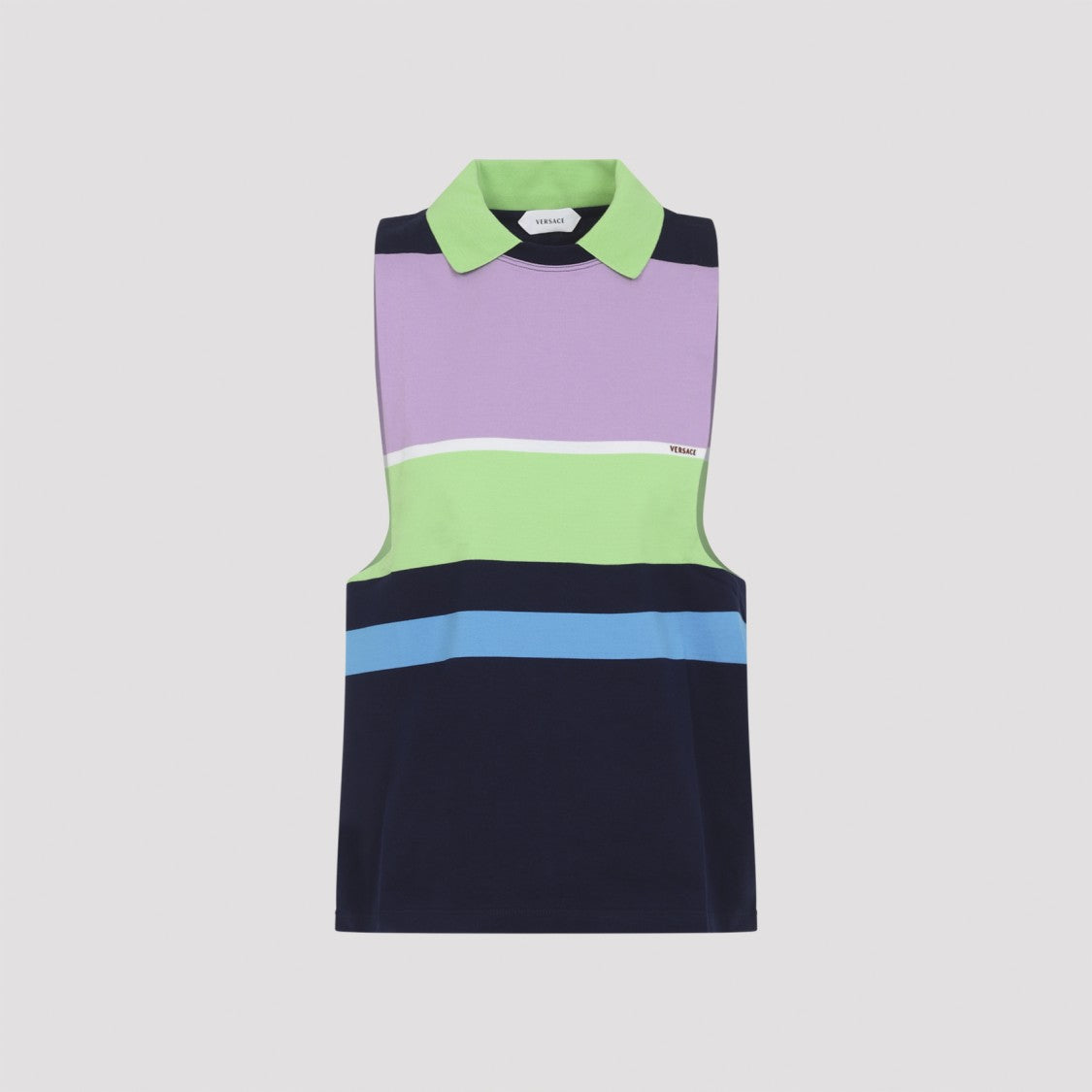 Versace Color-Block Sleeveless Top With Contrasting Collar