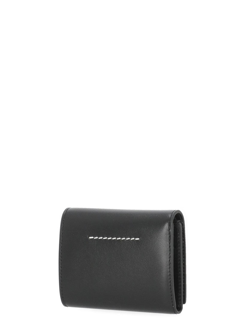 Mm6 By Maison Margiela Black Zip Leather Wallet
