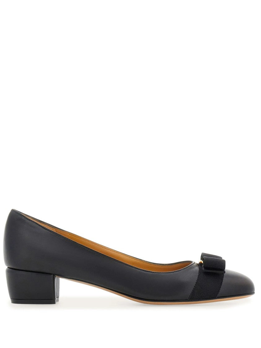 Salvatore Ferragamo Leather Vara Soft Grosgrain Bow Flats