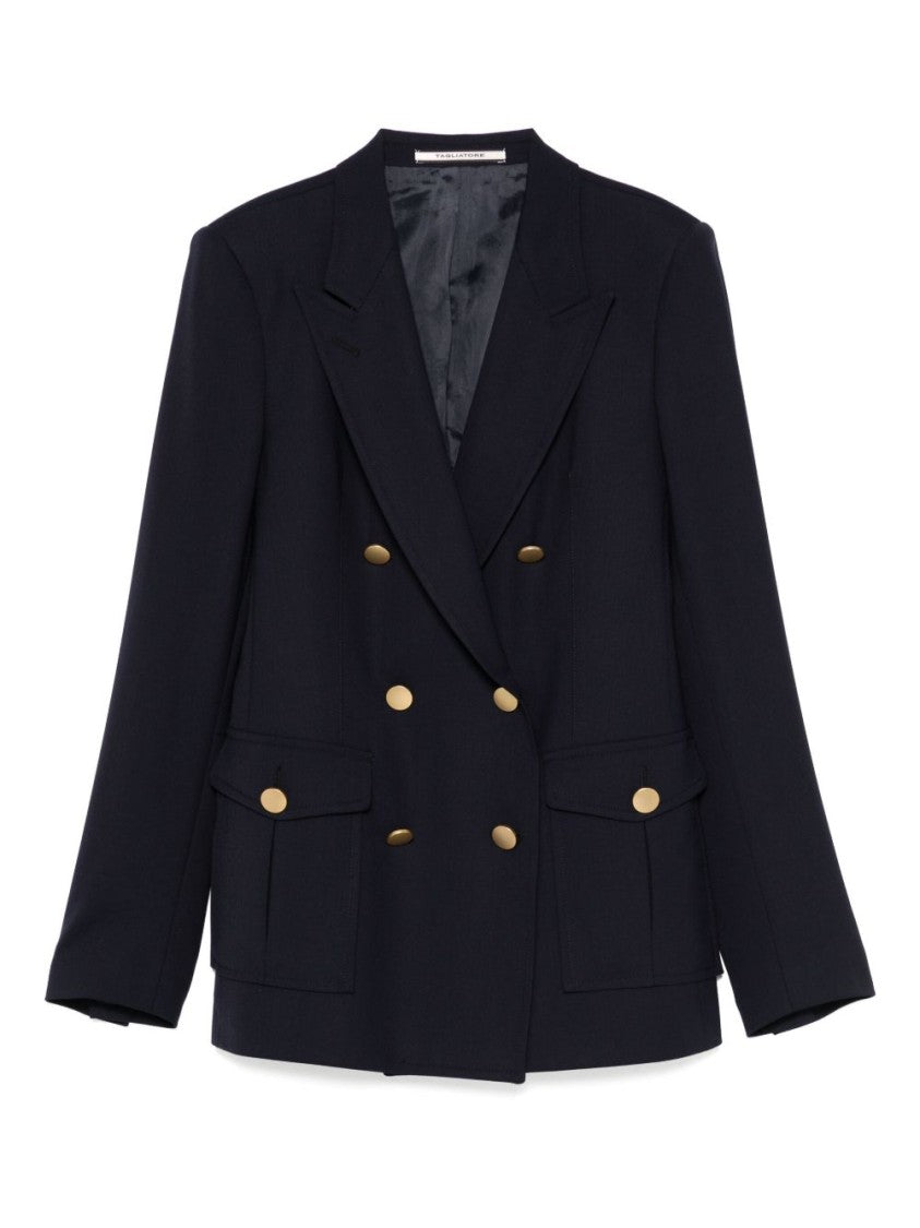Tagliatore Double-Breasted Tailored Jacket With Gold Button Accents