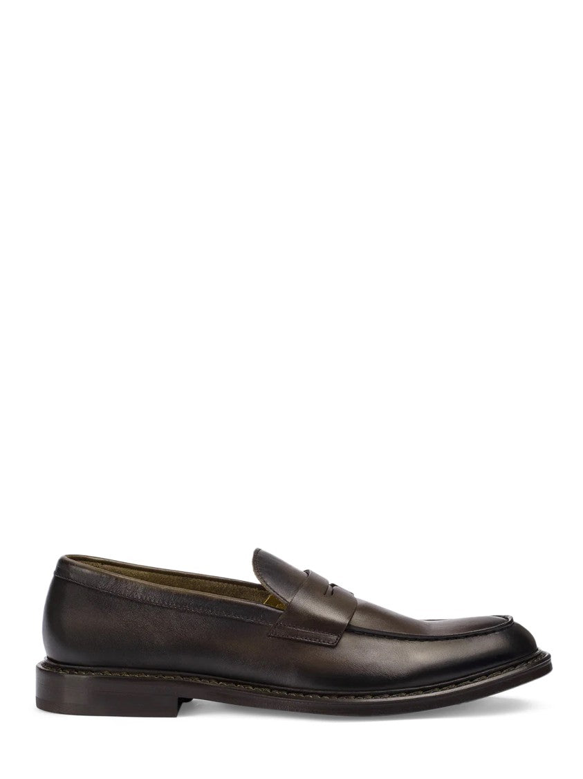 Doucal's Penny Loafers In Smooth Dark Brown Calf Leather