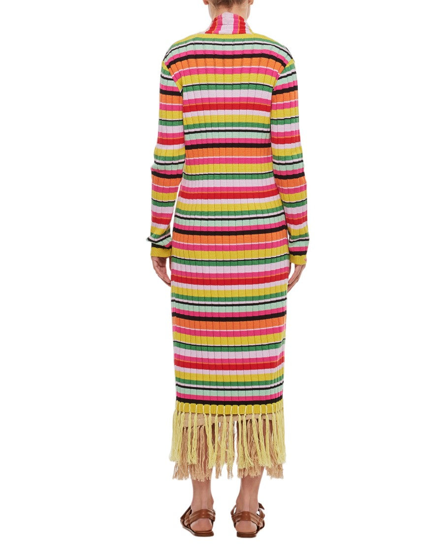 Gio Giovanni Gerosa Vibrant Multicolor Striped Cotton Fringed Cardigan