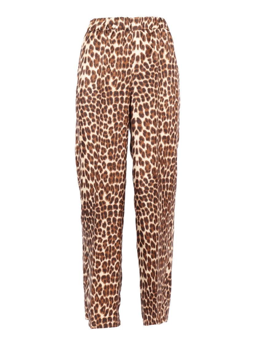 P.A.R.O.S.H. Relaxed Fit Leopard Print Silk Pants