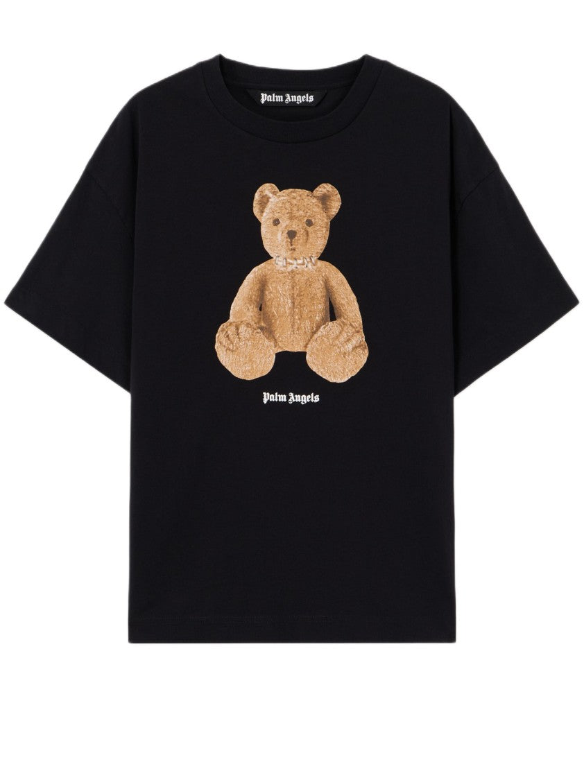 Palm Angels Teddy Bear Graphic T-Shirt With Ribbed Neckline