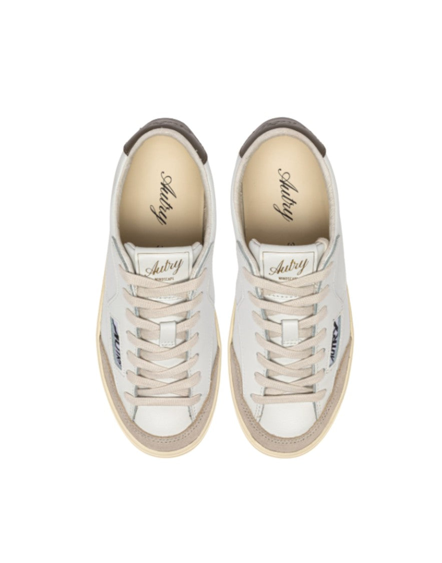 Autry White Leather Suede Low-Top Sneakers