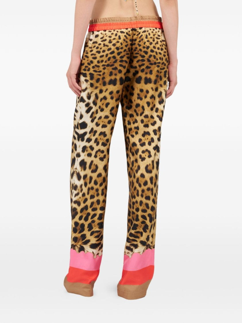 Roberto Cavalli Leopard Print Silk Trousers