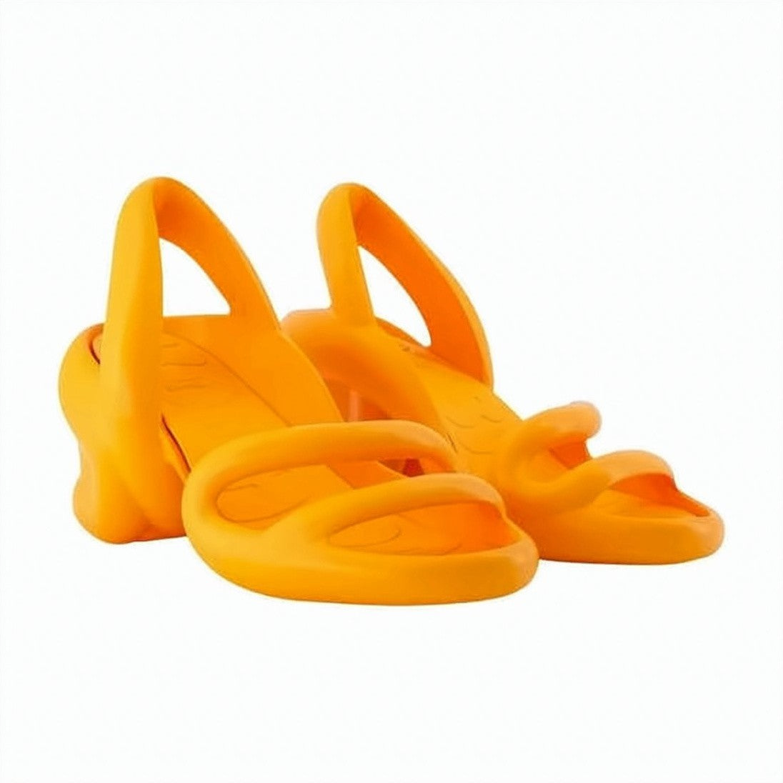 Camper Sculptural Orange Eva Sandals With Curved Heel