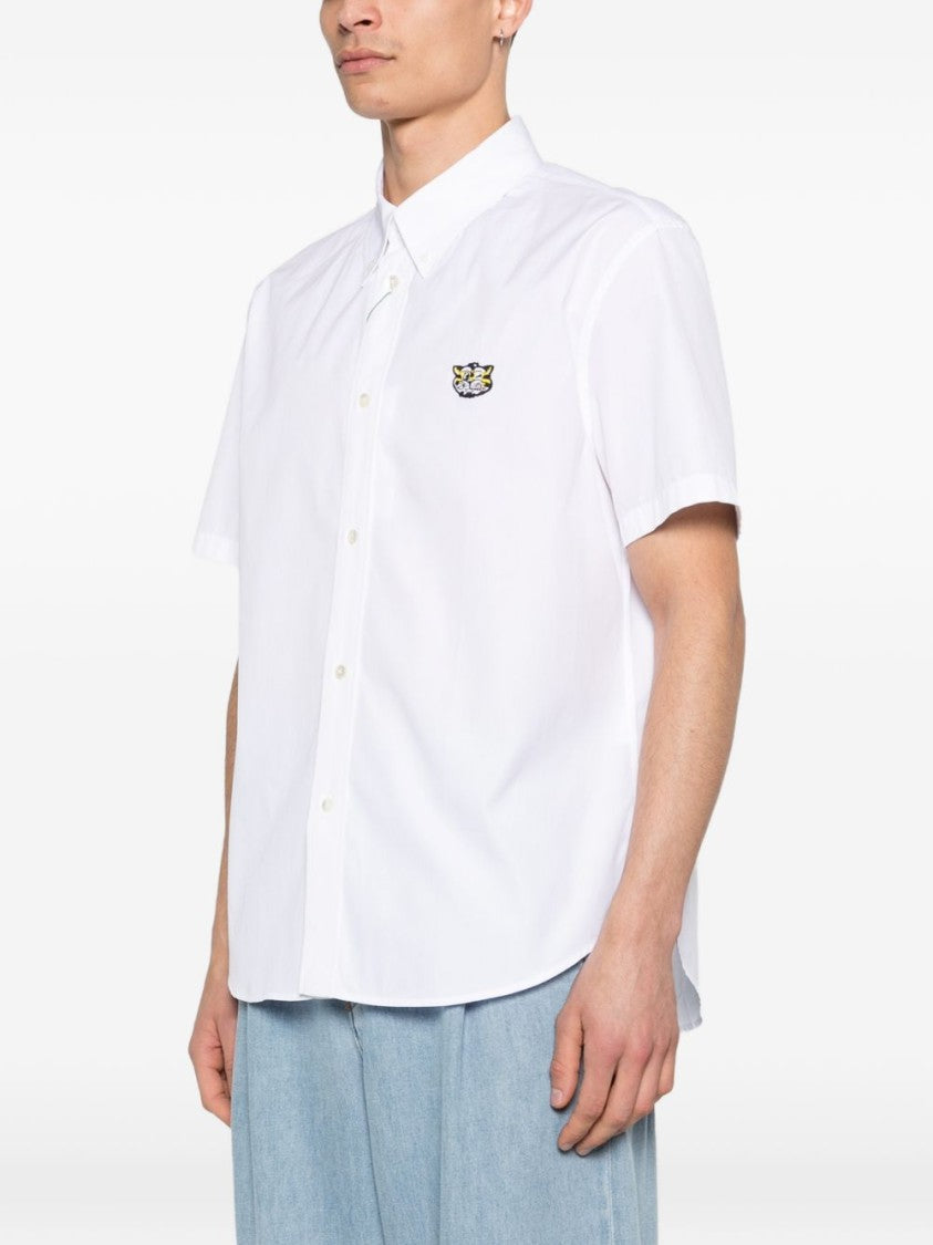 Kenzo White Silk And Nylon Pointed Shirt