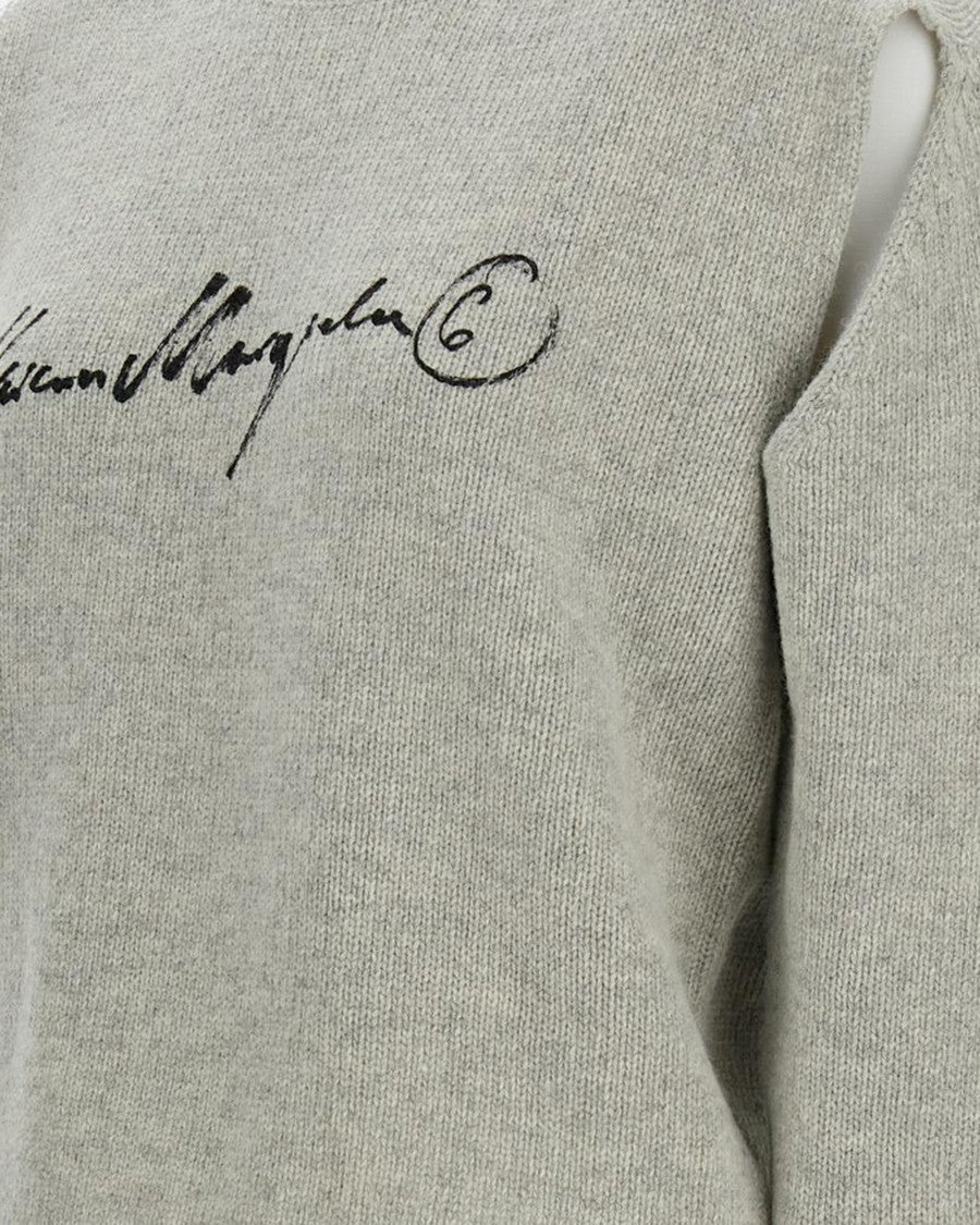 Mm6 By Maison Margiela Short-Cut Knit Sweater With Painted Logo Detail