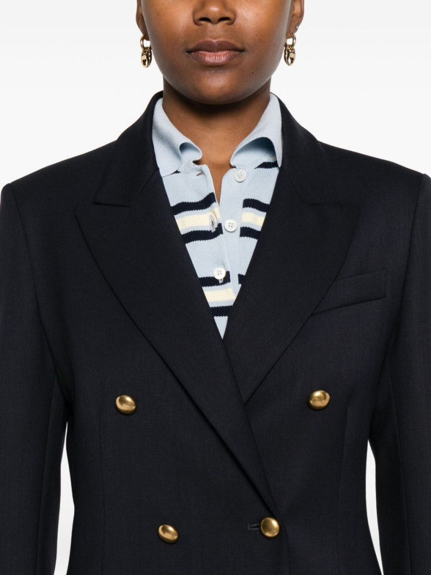 Parosh Double-Breasted Blazer With Gold Buttons