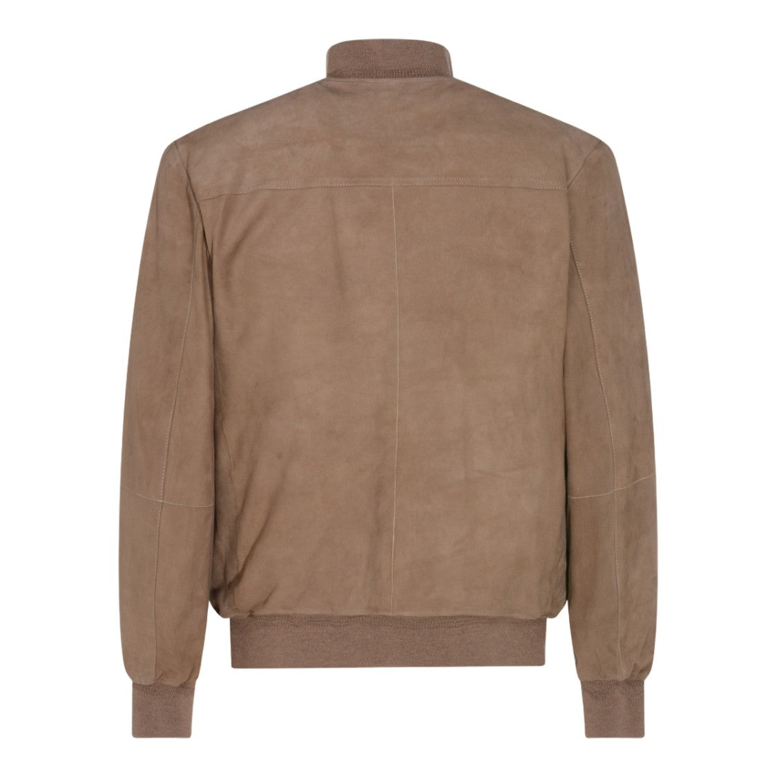 Canali Brown Suede Jacket With Ribbed Cuffs