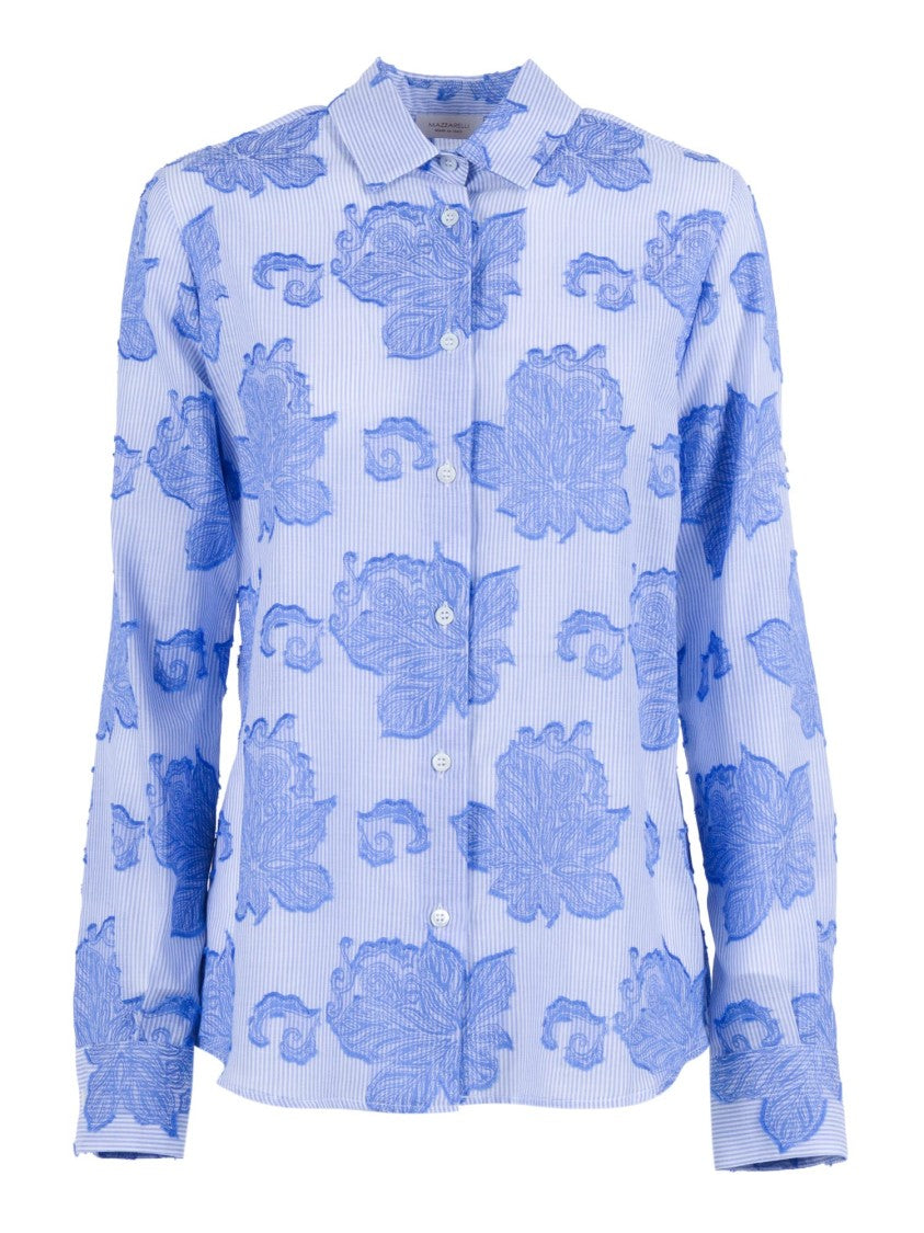 Mazzarelli Camicie Floral Embroidered Mari Casual Shirt