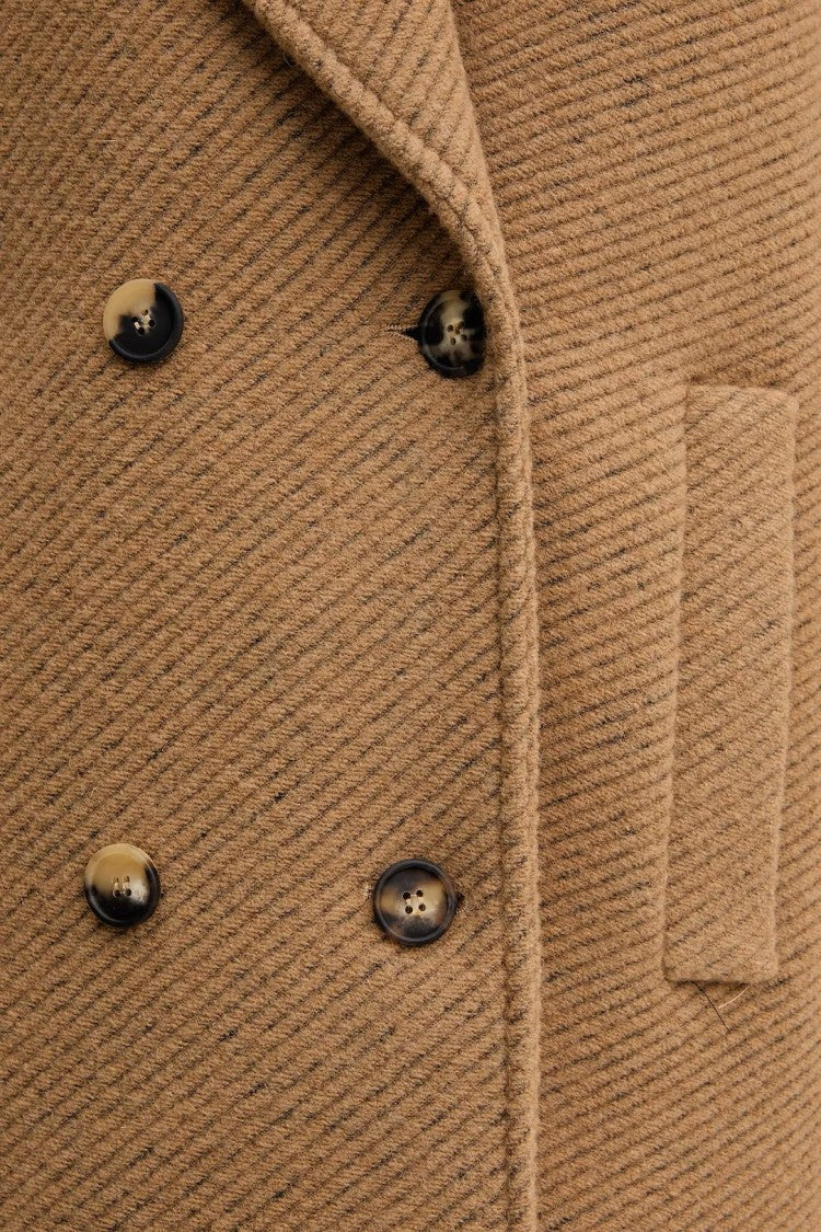 Max Mara Classic Mid-Length Camel Coat With Double-Breasted Design