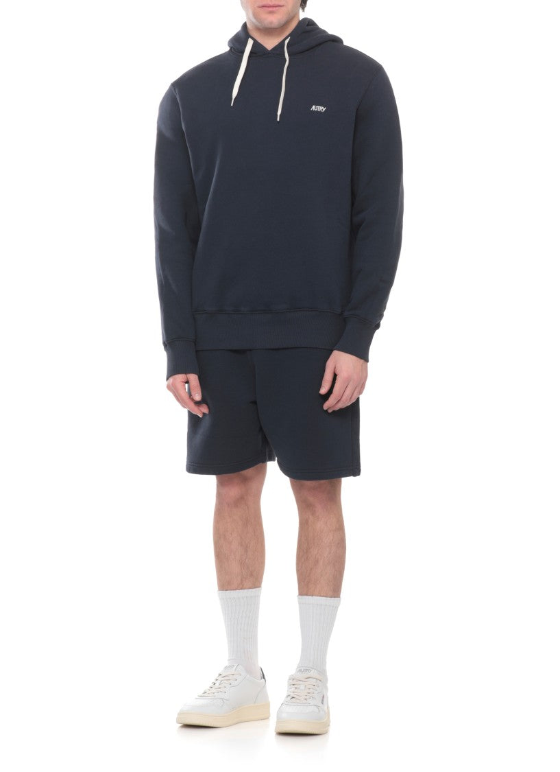 Autry Blue Embroidered Logo Cotton Hoodie