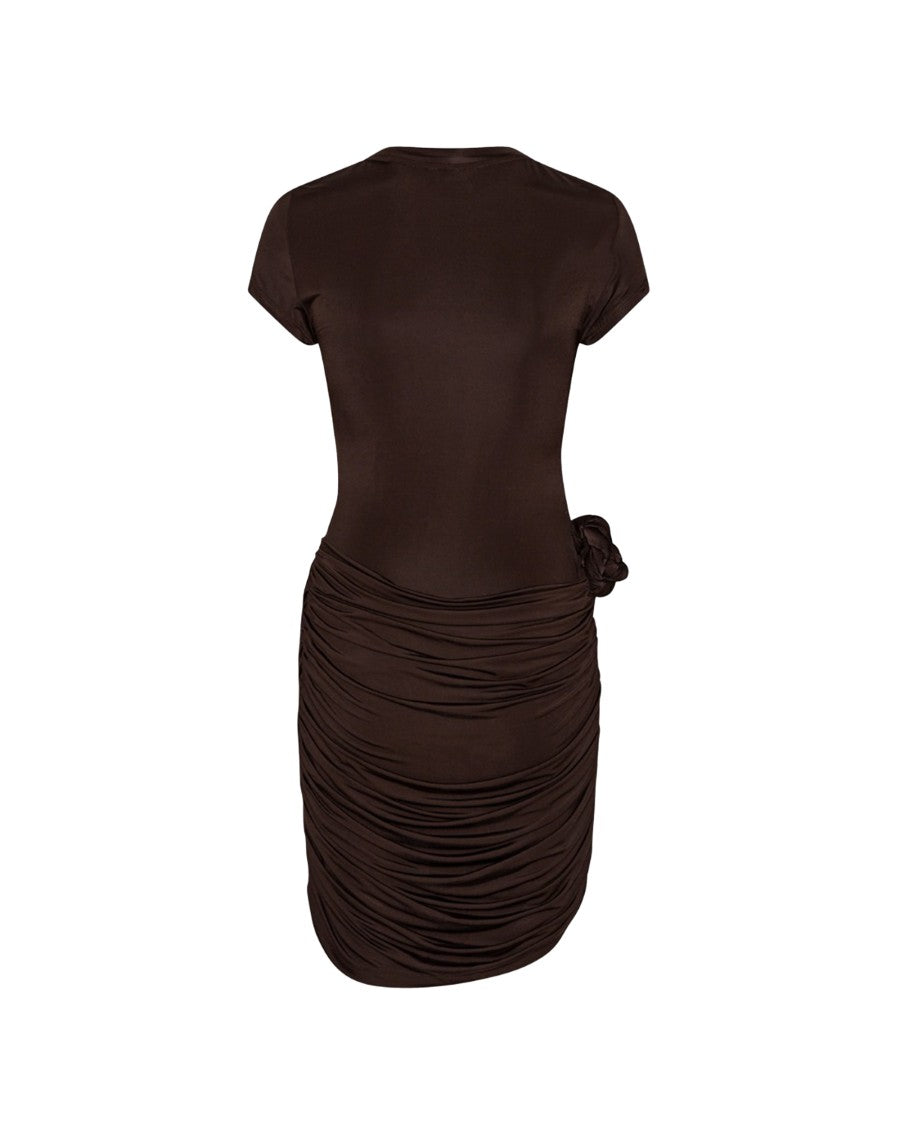 Rotate Draped Mini Dress In Chicory Coffee