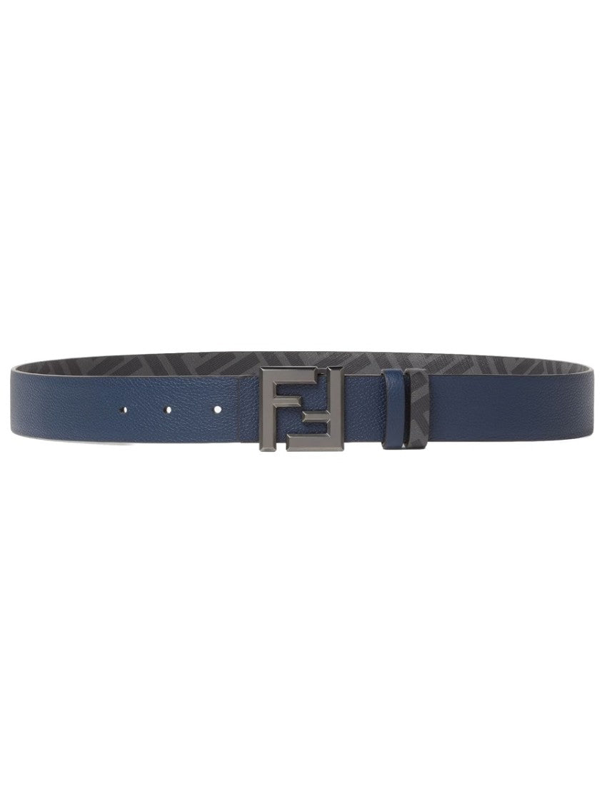 Fendi Reversible Geometric Square Buckle Leather Belt