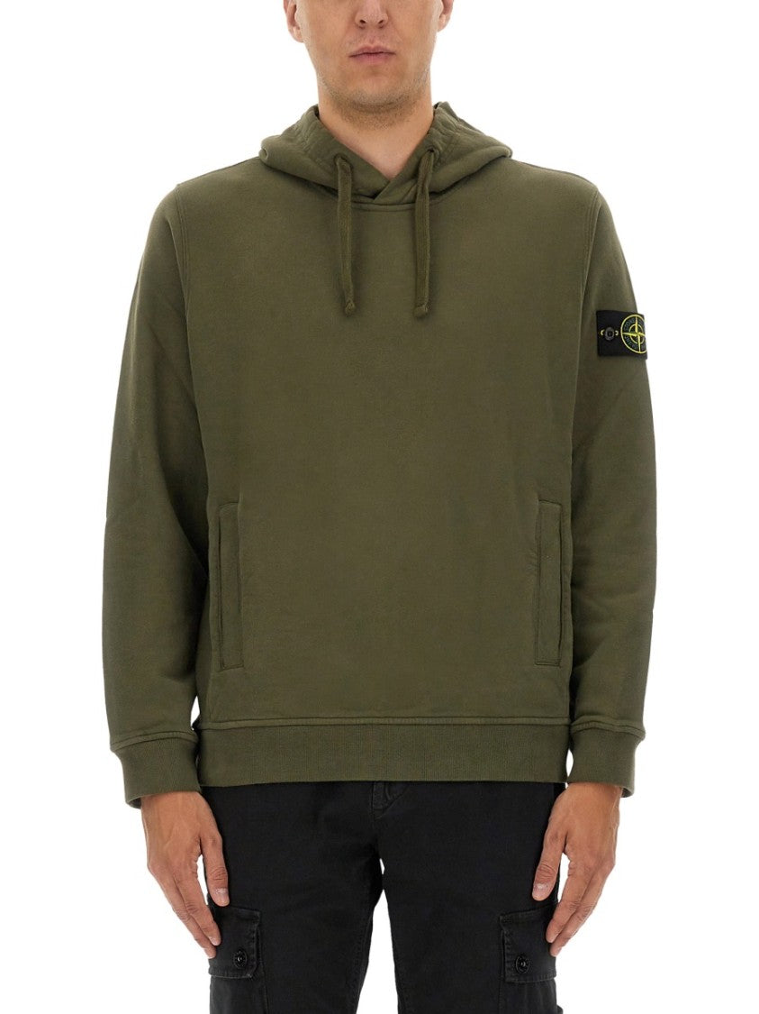 Stone Island Cotton Hoodie With Adjustable Drawstring