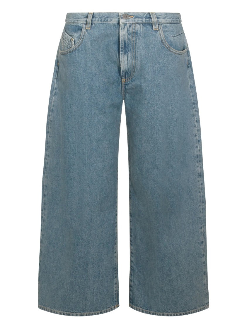 The Attico Light Blue Jeans Wide-Leg Denim Shorts