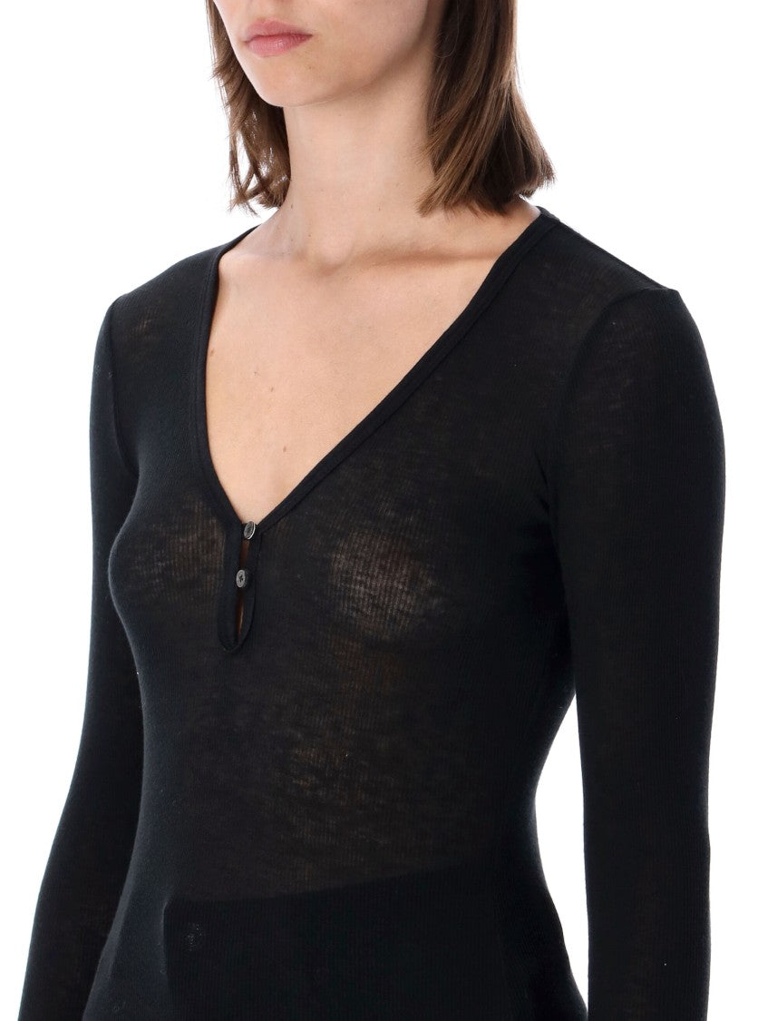 James Perse Serafino Novelty Ribbed Cotton-Cashmere Top
