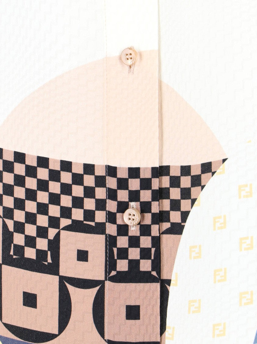 Fendi "Patchwork" Silk Shirt – White