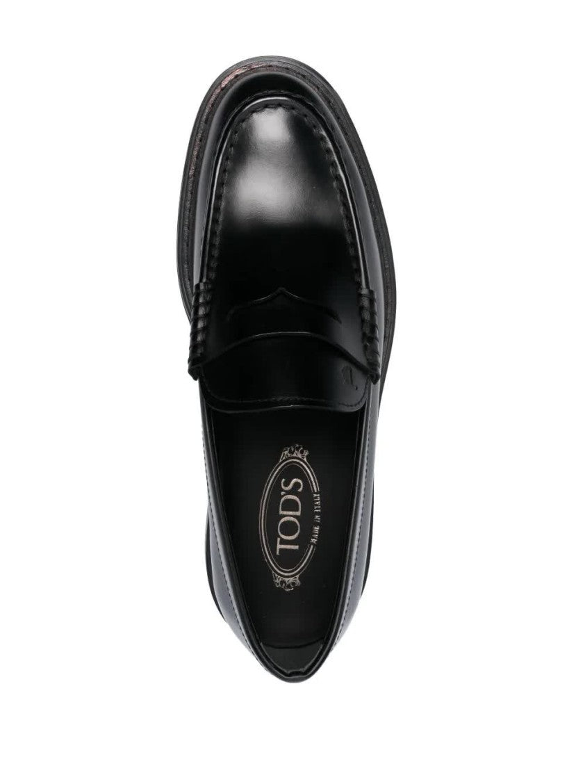 Tod's Black Leather Moccasin Leather Loafers