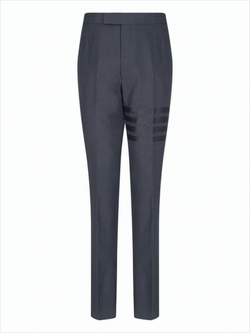 Thom Browne Tailored Grey Wool Suit Pants With Signature Stripe