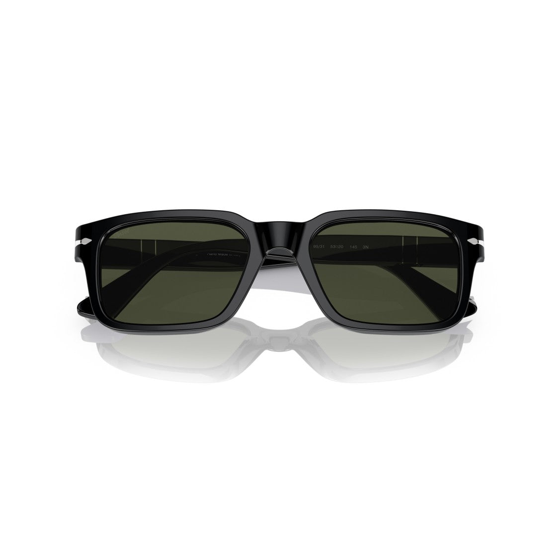 Persol 0Po3272s Glossy Black Acetate Sunglasses With Green Lenses