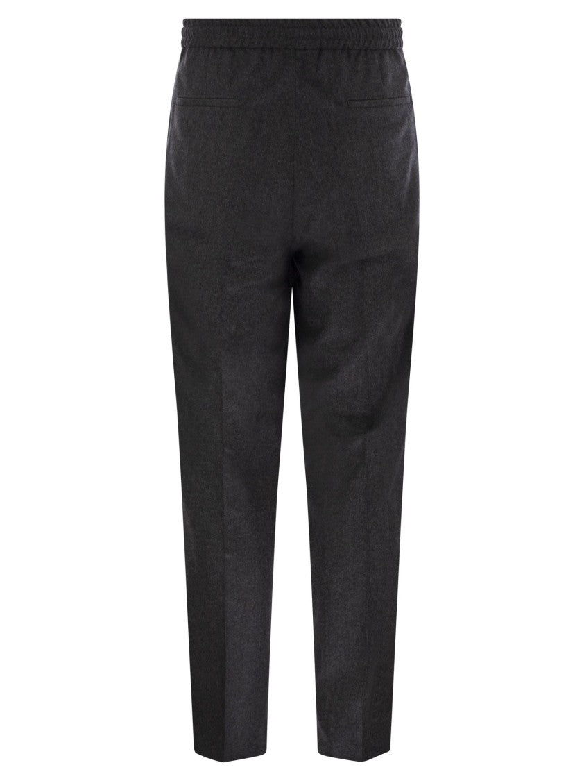 Brunello Cucinelli Leisure Fit Trousers In Virgin Wool Flannel
