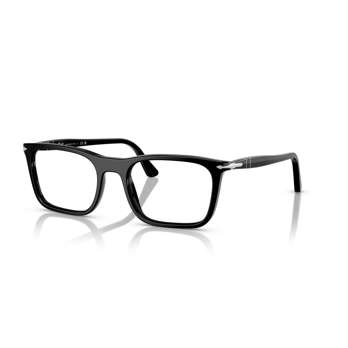 Persol 0Po3358v Rectangular Acetate Eyeglasses With Silver Accents