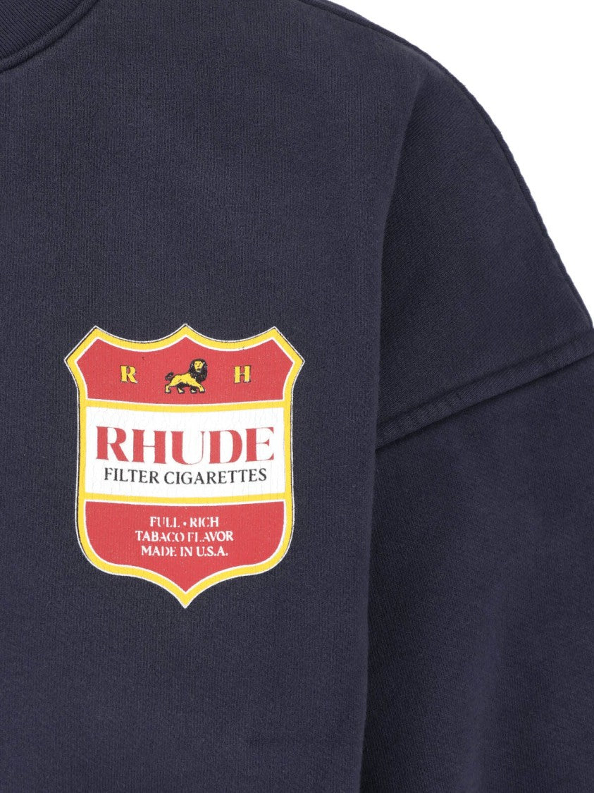 Rhude Black Filatro Crest Cotton Logo Printed Sweatshirt