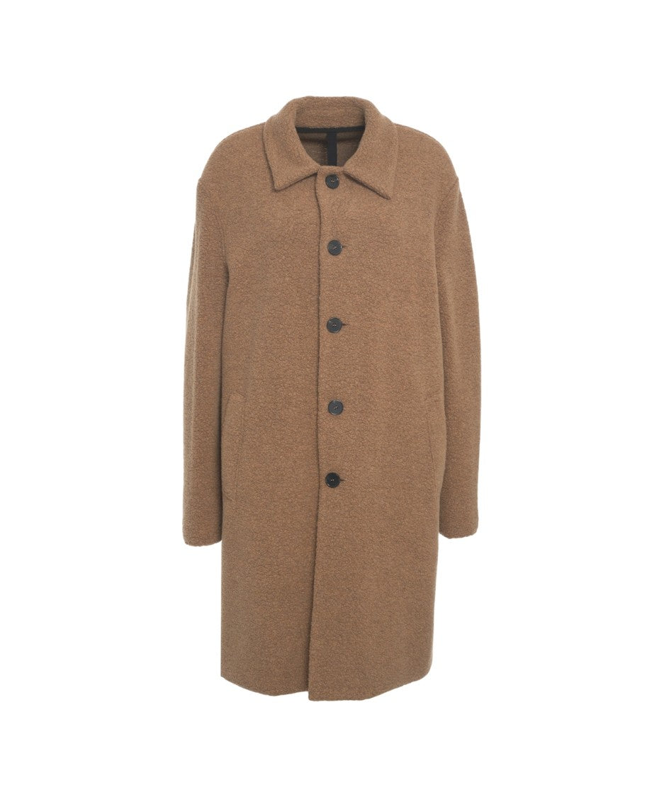 Harris Wharf London Mid-Length Relaxed Fit Wool-Blend Coat With Classic Collar