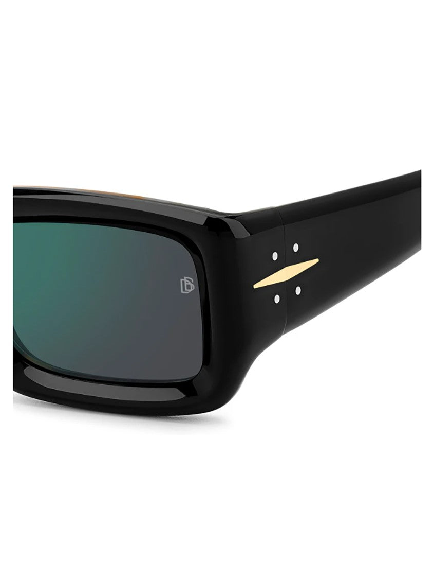 David Beckham Rectangular Frame Sunglasses With Green Tinted Lenses