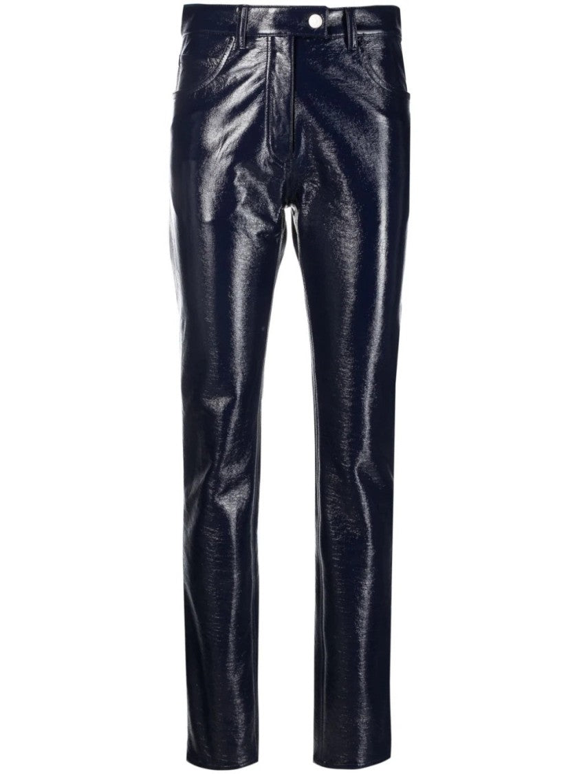 Courrèges Blue Cotton-Blend Vinyl Skinny Pants