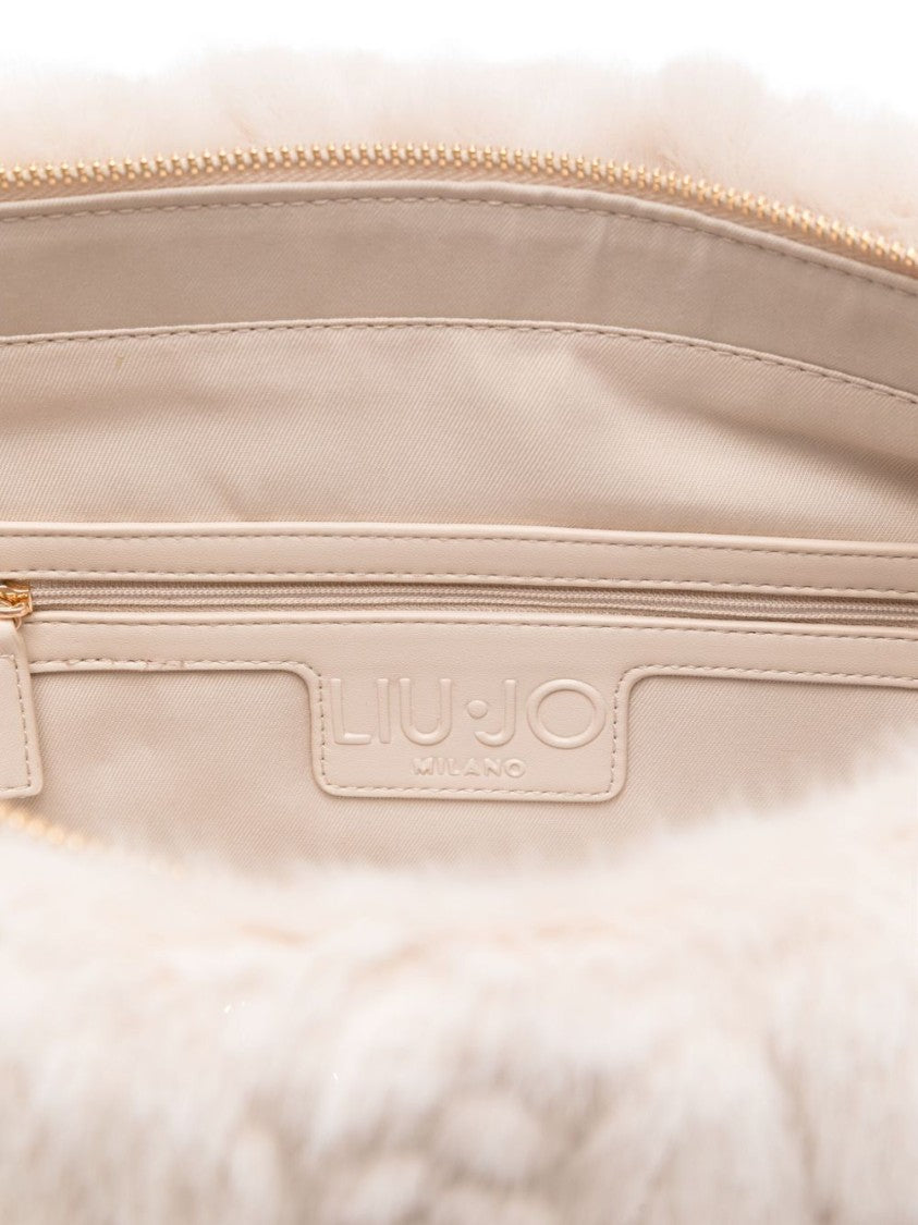 Liu Jo Plush Cable-Knit Tote Handbag With Zip Closure