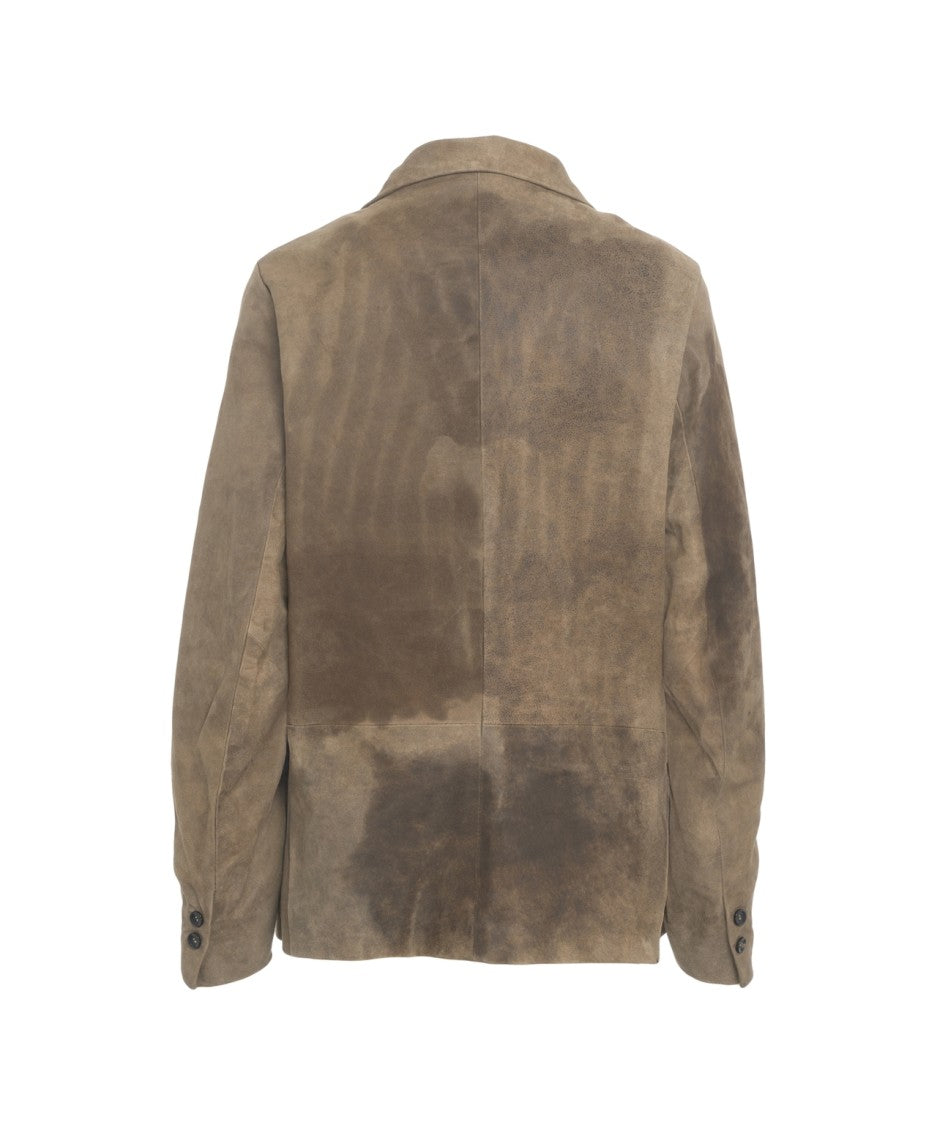 Giorgio Brato Suede Blazer With Double-Breasted Closure And Flap Pockets