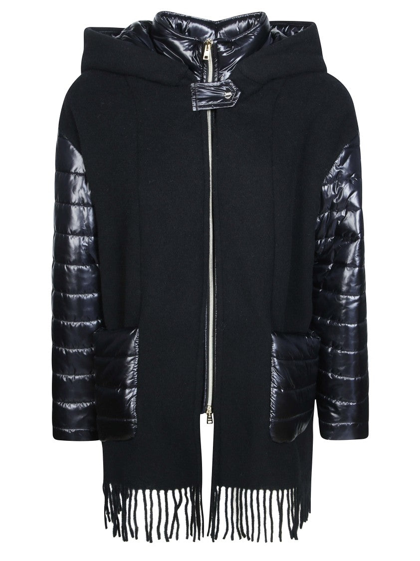 Herno Quilted Sleeve Fringe-Hem Jacket