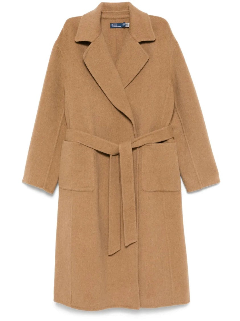 Polo Ralph Lauren Mid-Length Wool Coat With Self-Tie Belt And Wide Lapel