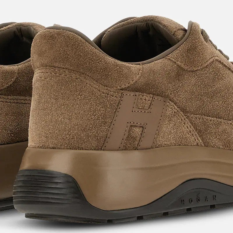 Hogan Beige Dark Calfskin Low-Top Sneakers
