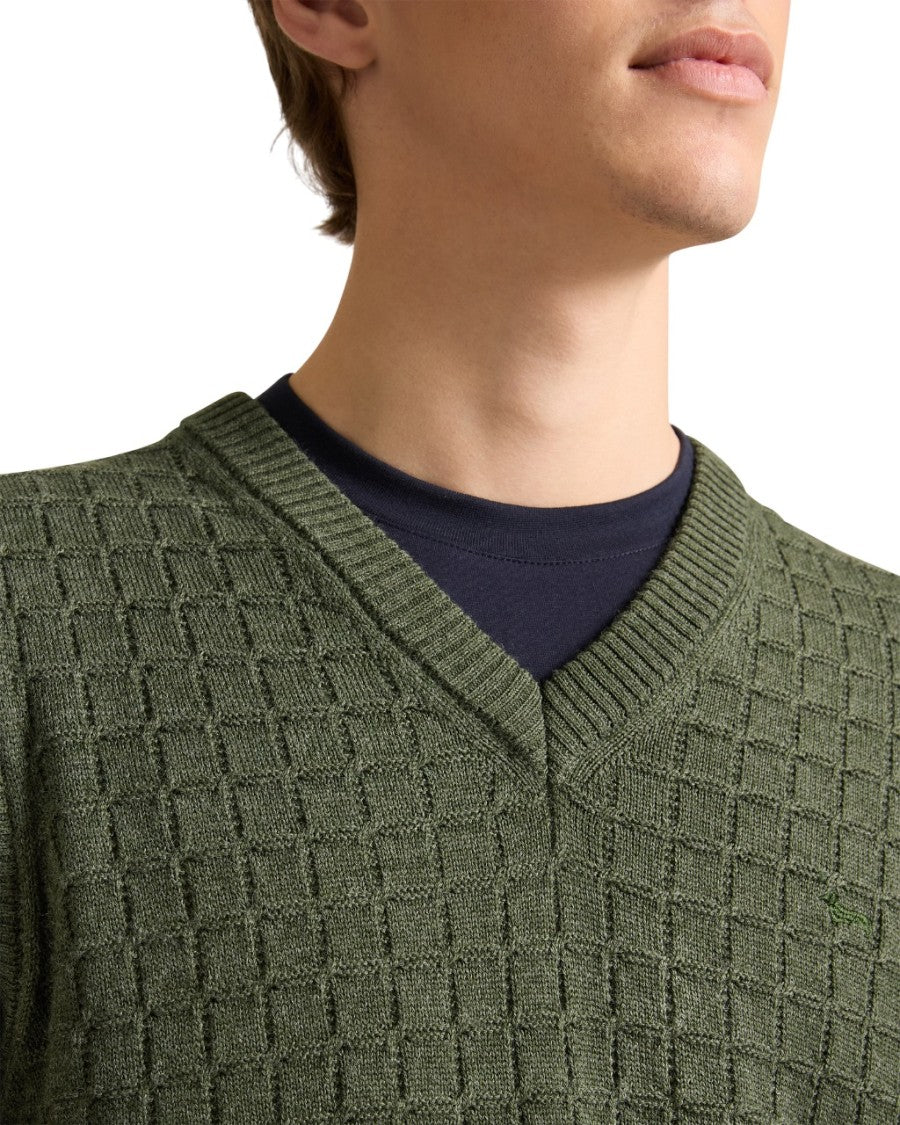 Harmont & Blaine Textured Knit Ribbed V-Neck Gilet