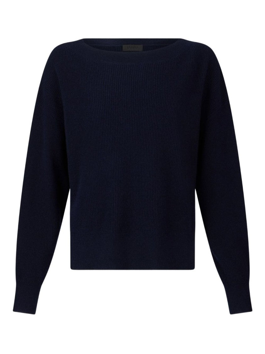 Liu Jo Navy Blue Boat Neck Sweater