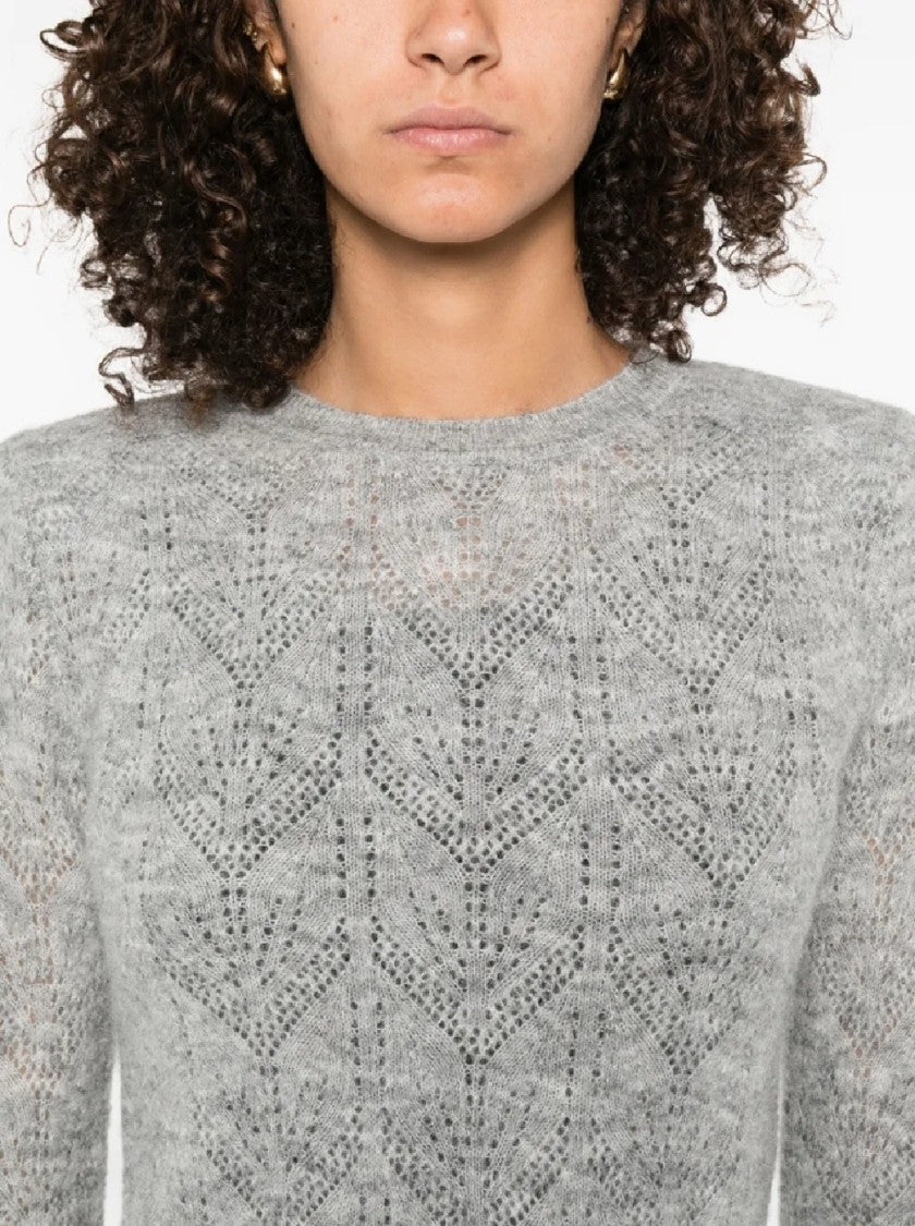 P.A.R.O.S.H. Long-Sleeved Knit Sweater With Intricate Lace Pattern