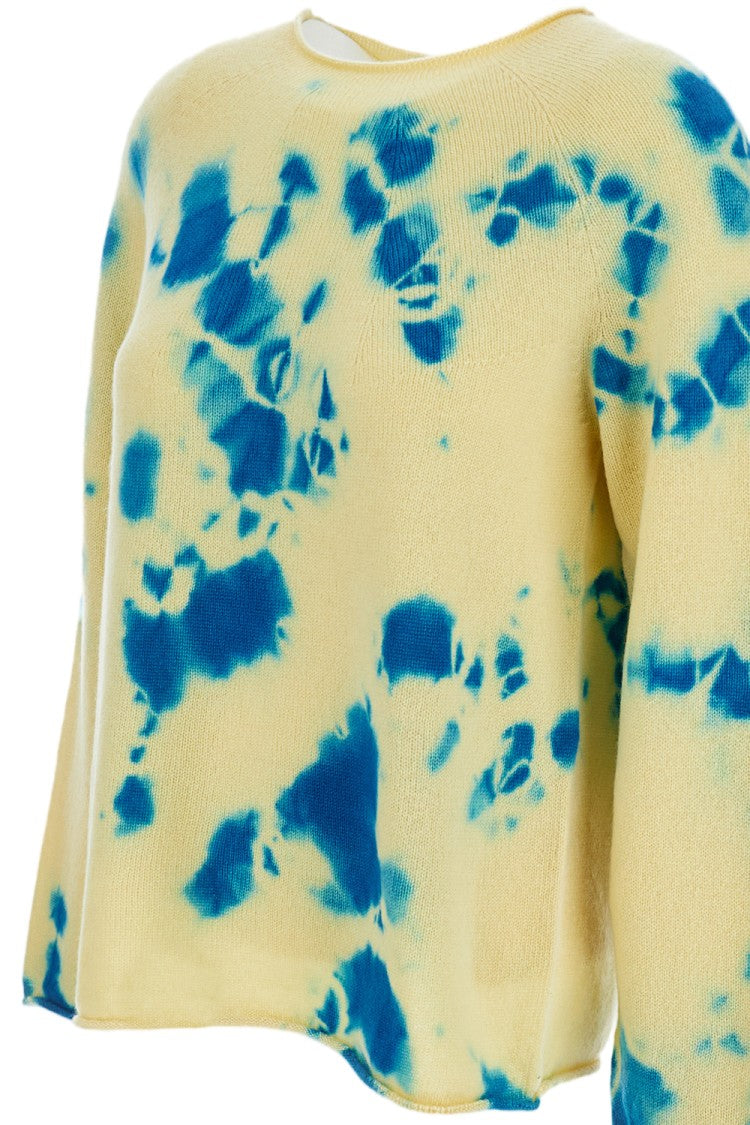 Suzusan Seamless Cashmere Pullover With Artistic Shibori Color Treatment