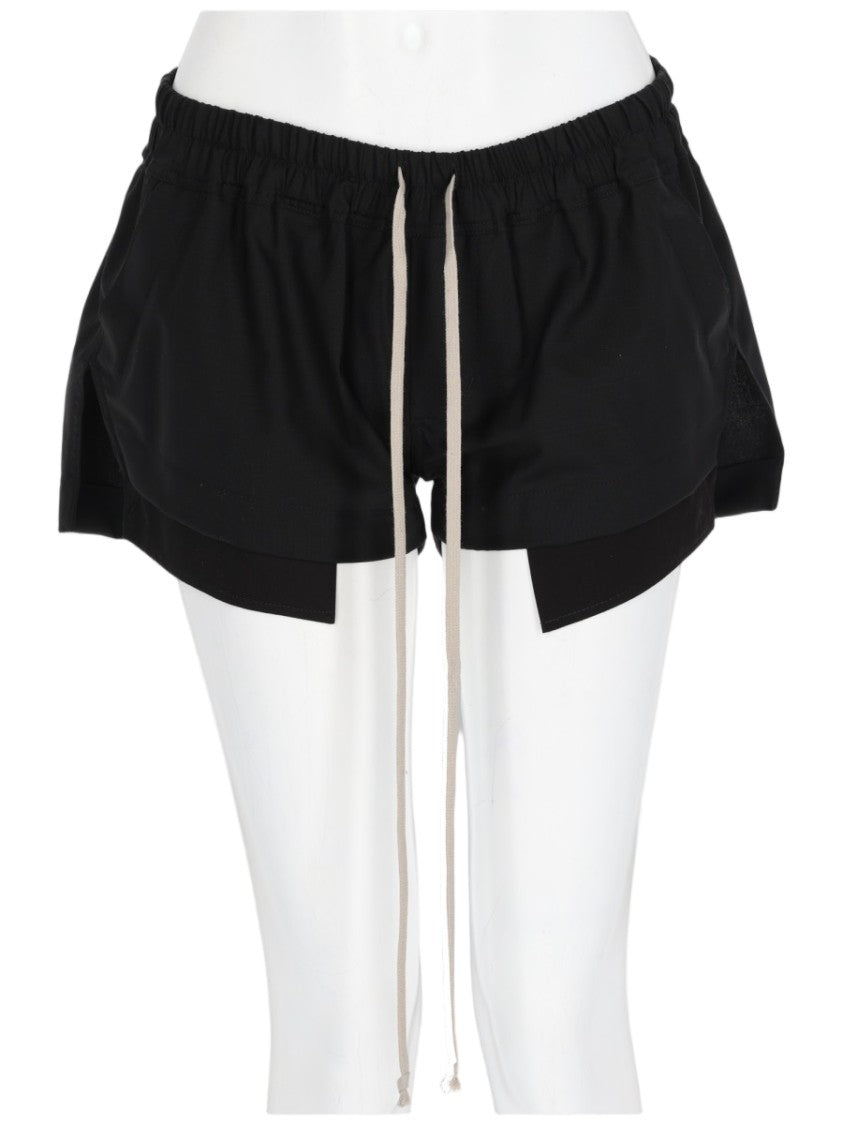 Rick Owens Fog Boxer Boxy Asymmetrical Hem Wool Shorts
