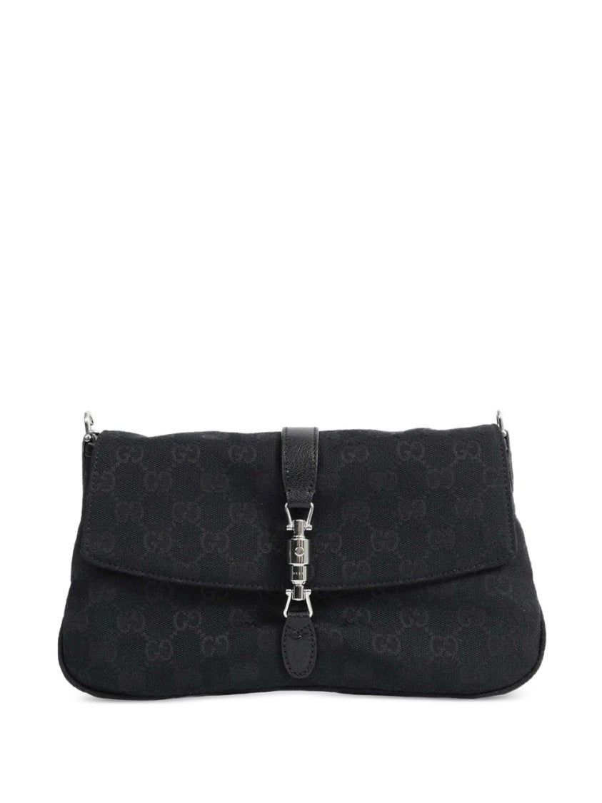 Gucci Rectangular Shoulder Bag With Monogram Pattern And Silver Hardware