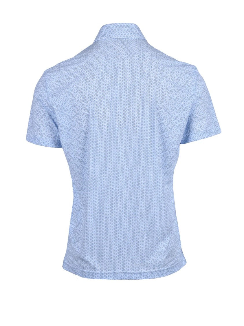 Ghirardelli Next Light Blue Polyamide-Blend Stretch Polo Shirt