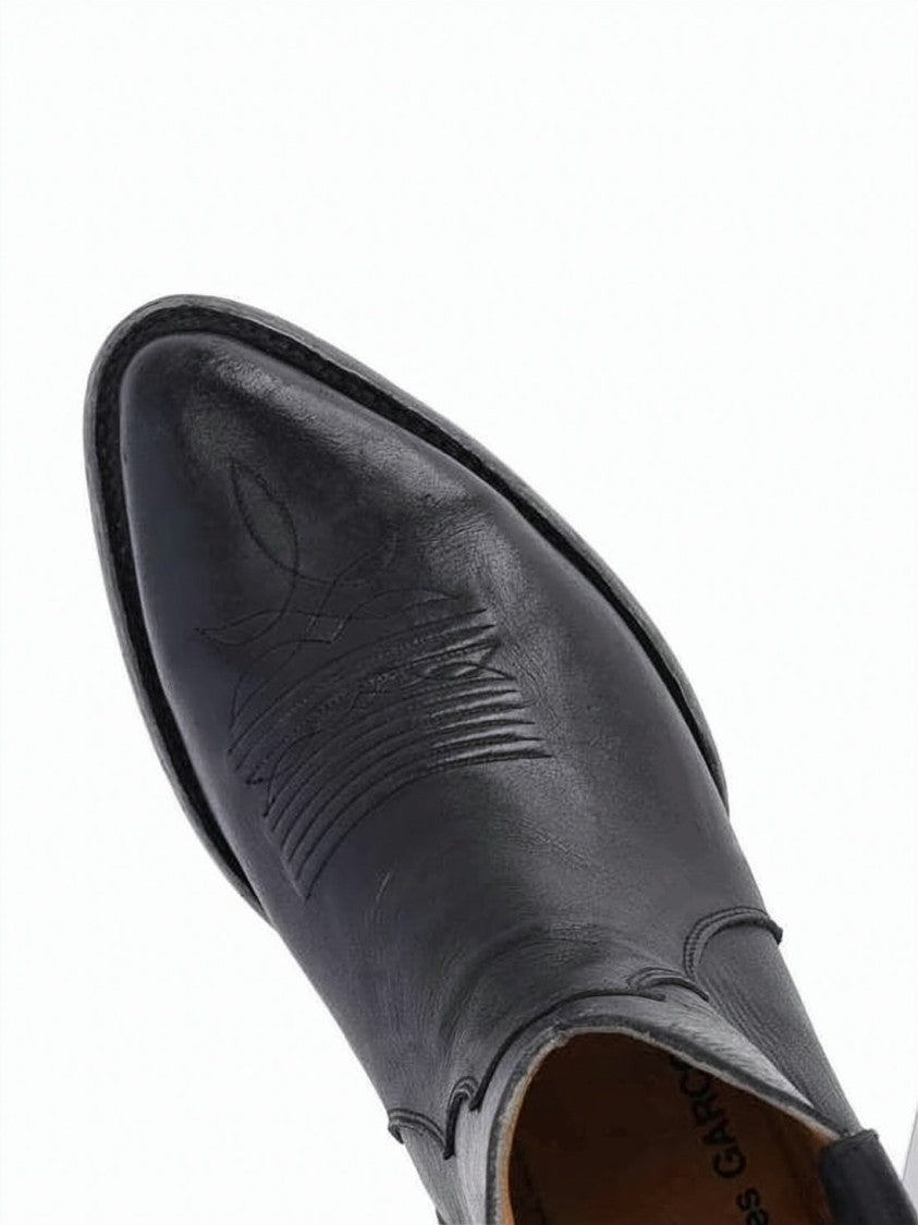 Comme Des Garçons Pointed Toe Ankle Boots With Low Stacked Heel