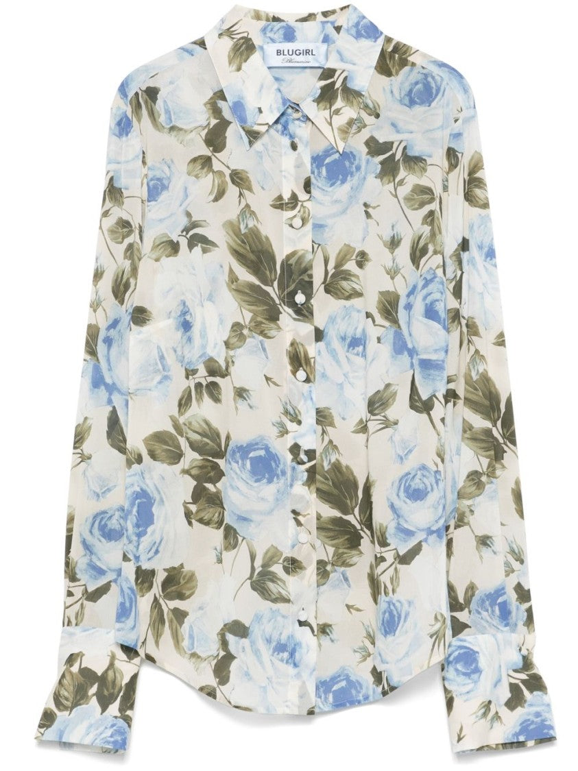 Blugirl Long-Sleeved Floral Print Shirt