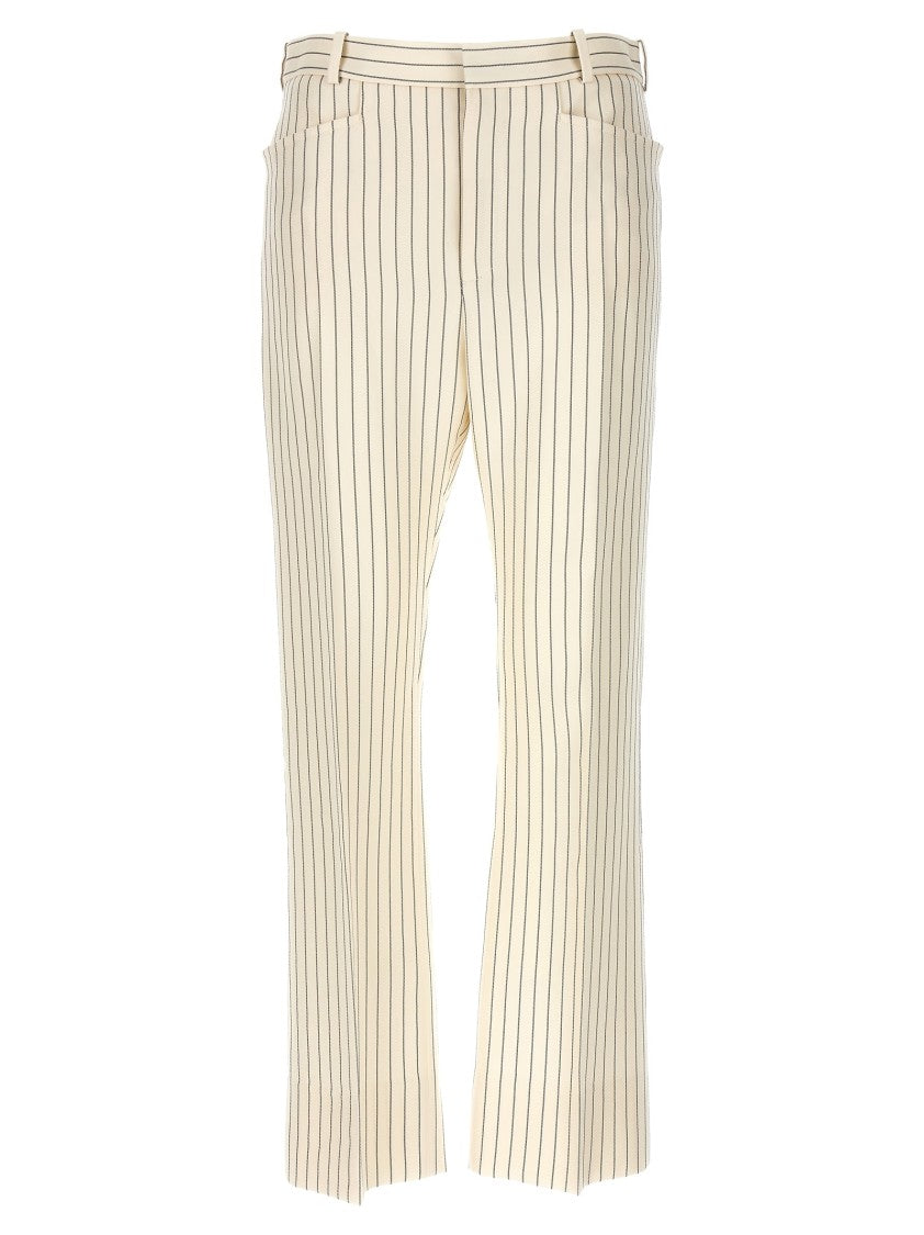Tom Ford Pinstripe Pants With Central Crease In Wool-Silk Blend