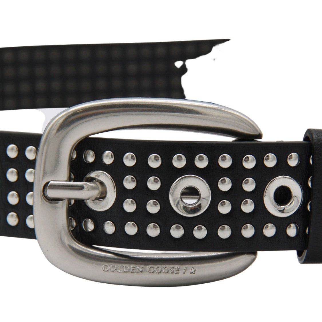 Golden Goose Edgy Black Belt With Silver Studs